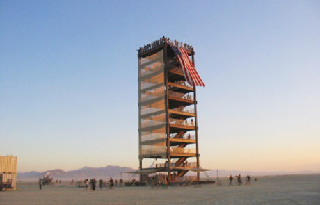 Burning Man Tower with Flag